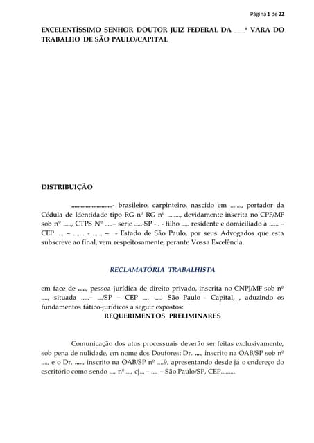 Reclamação trabalhista documentos indispensáveis Reclamação trabalhista documentos indispensáveis