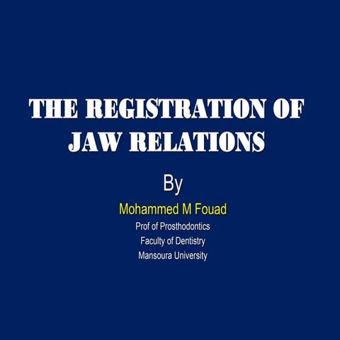 The Registration of Jaw Relations for Completely Edentulous Patient