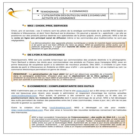 L’utilisation des outils du Web 2.0 dans une activité e-Commerce 