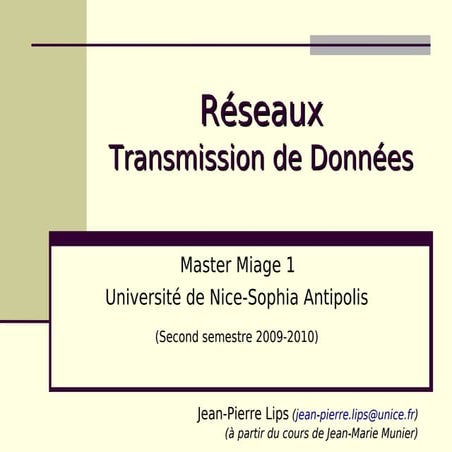 Réseaux de transmission des données