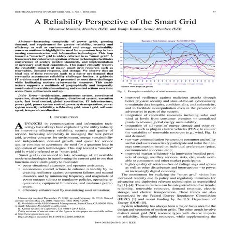 “Reliability improvement in distribution system using smart grid ...