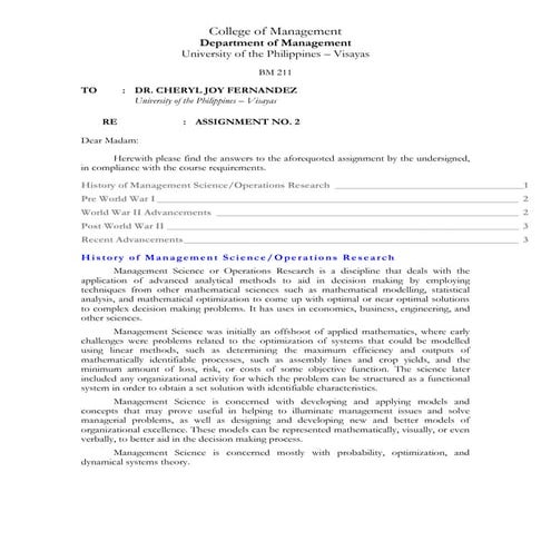0103 b assignment 2 history and advancements of management science and ...