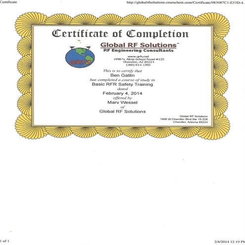 Ben Gatlin Sr. Comtrain Certifications | PDF