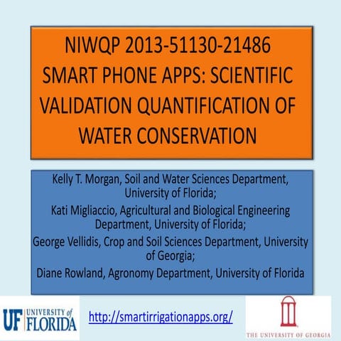 Smart Phone Apps: Scientific Validation Quantification of Water Conservation