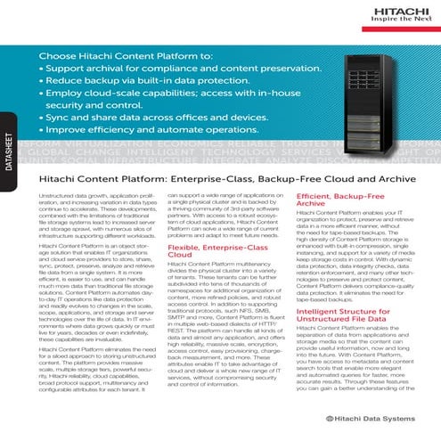 Hitachi Content Platform Datasheet
