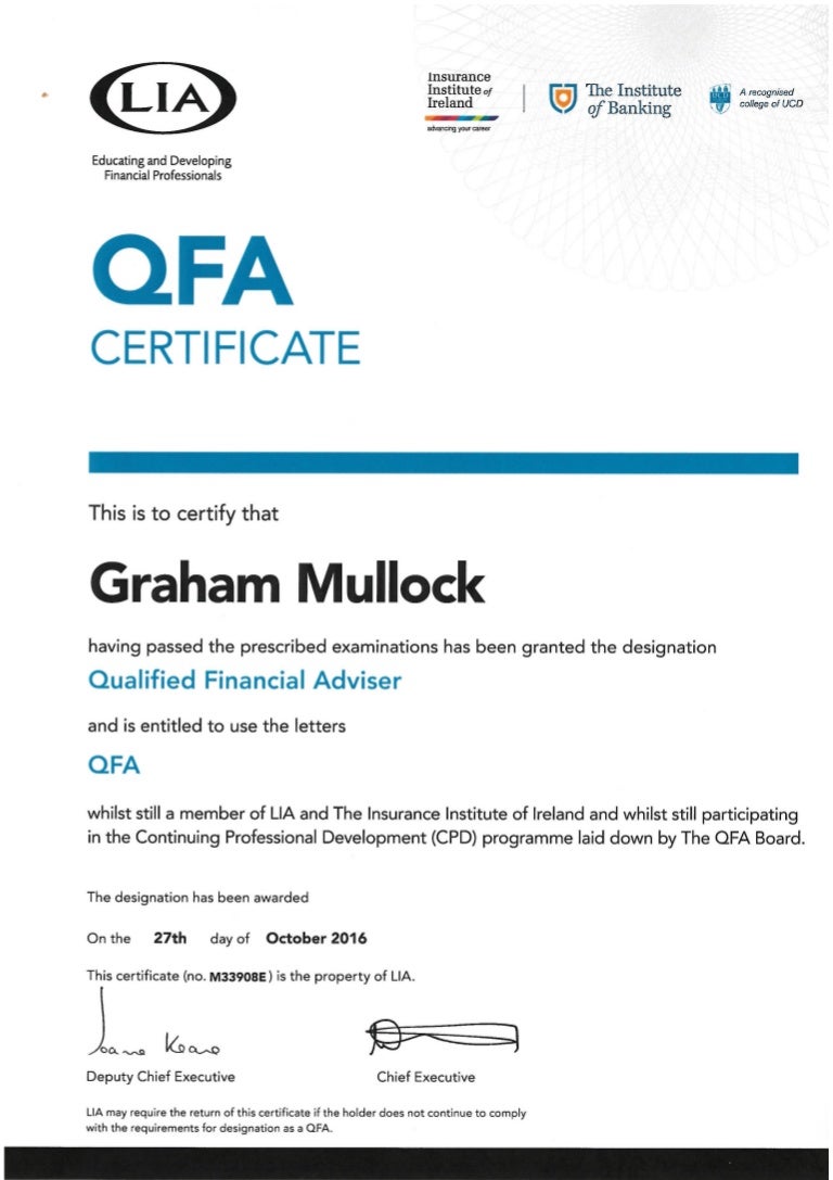 QFA Certificate