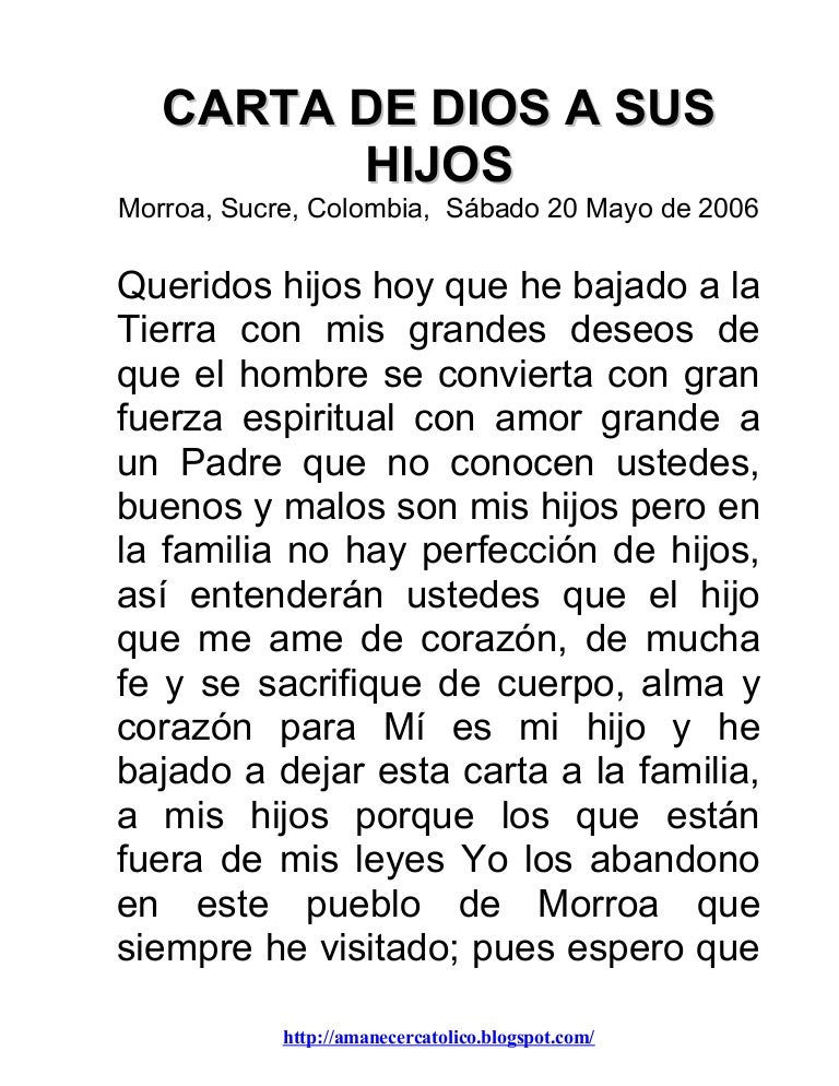 CARTA DE DIOS PADRE A SUS HIJOS_20 MAYO 2006