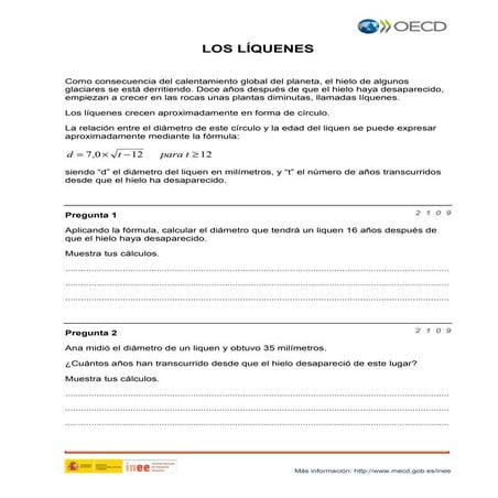 PISA matemáticas:Líquenes