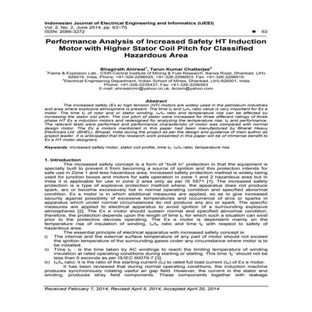 Performance Analysis of Increased Safety HT Induction Motor with Higher ...