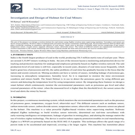 Investigation and Design of Helmet for Coal Miners