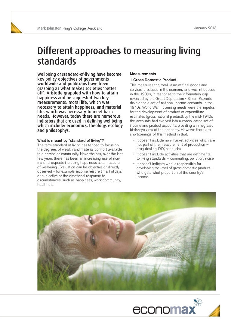 Different approaches to measuring living standards