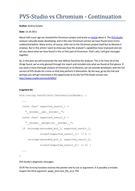 PVS-Studio vs Chromium - Continuation