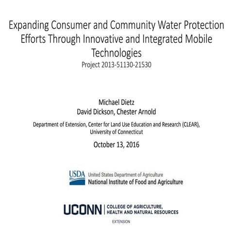 Expanding Consumer and Community Water Protection Efforts Through Innovative ...