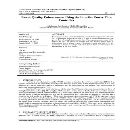 Power Quality Enhancement Using the Interline Power Flow Controller
