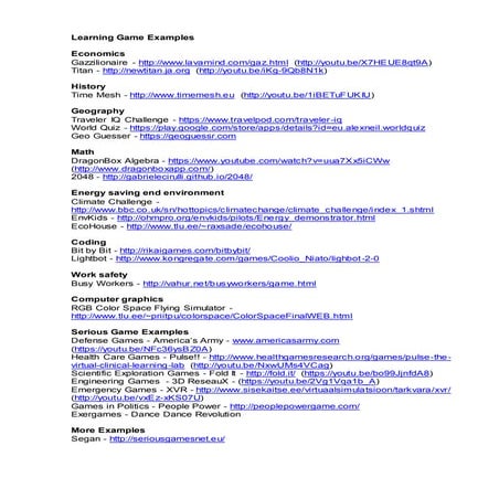 Learning Game Examples