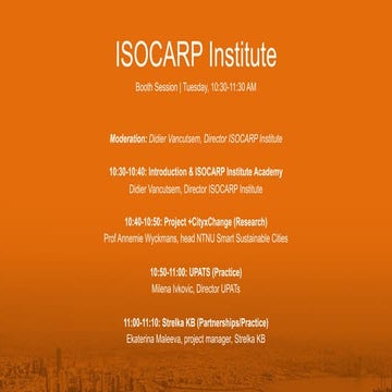 ISOCARP @ WUF10 | Projects and Activities of ISOCARP Institute