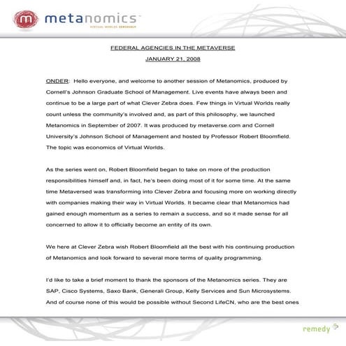 012108 Federal Agencies Metanomics Transcript