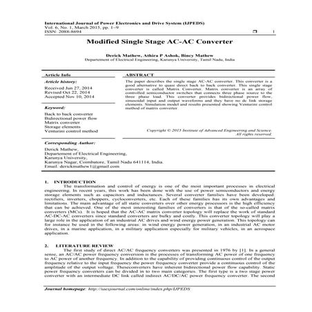 Modified Single Stage AC-AC Converter