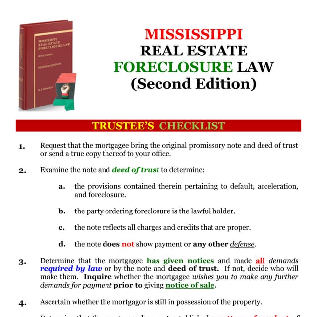 012718 MISSISSIPPI REAL ESTATE FORECLOSURE LAW