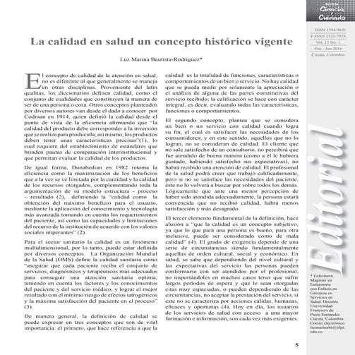 Dimensiones de la calidad en salud. | PDF