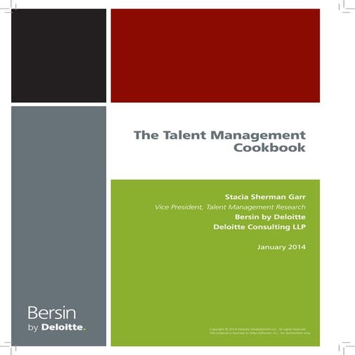 The Talent Management Cookbook: Recipes for Successful Talent Management