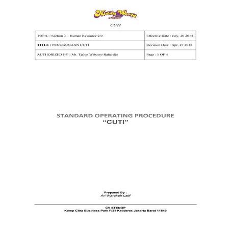 013 standard operating procedure cuti v.2 rev