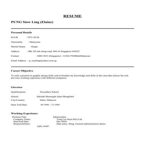 Pung resume 2017