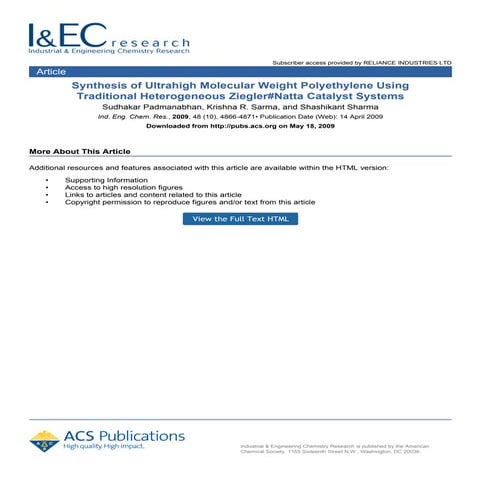 Ind. Eng. Chem. Res. 2009, 48, 4866–4871_Synthesis of Ultrahigh Molecular Wei...