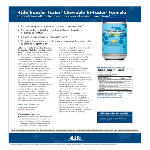 Ficha Técnica - 4Life Transfer Factor Masticable