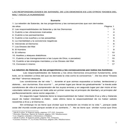 015b - LAS RESPONSABILIDADES DE SATANÁS, DE LOS DEMONIOS ES LOS OTROS, DIOSES...
