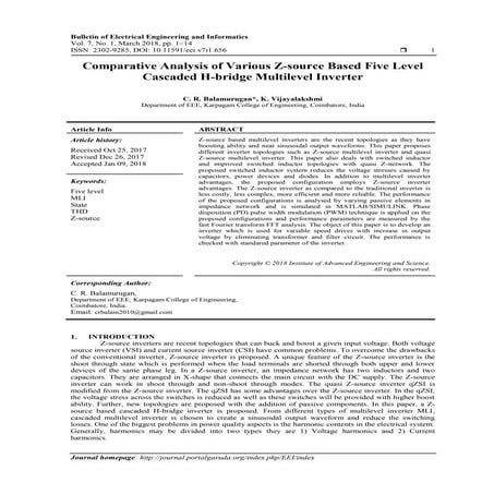 Comparative Analysis of Various Z-source Based Five Level Cascaded H-bridge M...