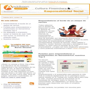 Addkeen Cultura financiera & Responsabilidad social febrero 2013
