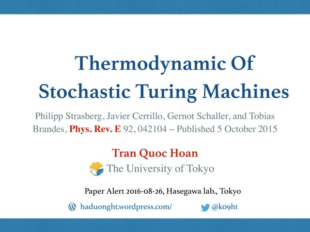 017_20160826 Thermodynamics Of Stochastic Turing Machines