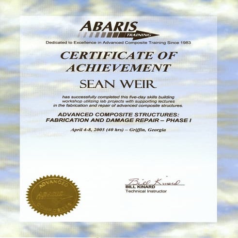 Abaris Composite:repair Phase1 Certificate 08APR2005 | PDF
