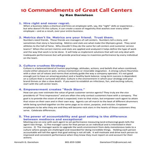 10 Commandments of Great Call Centers