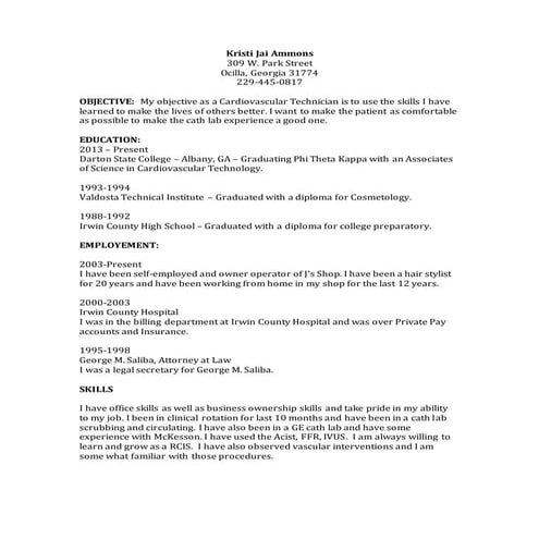 Kristi Jai Ammons Resume