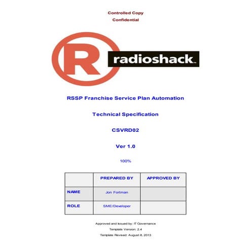 Technical Specification - CSVRD02 proc
