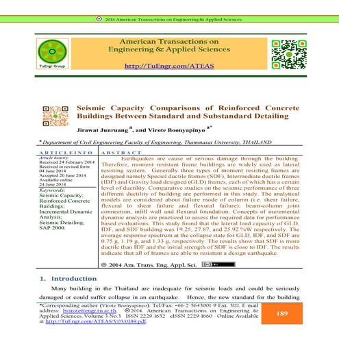 Seismic Capacity Comparisons of Reinforced Concrete Buildings Between Standar...