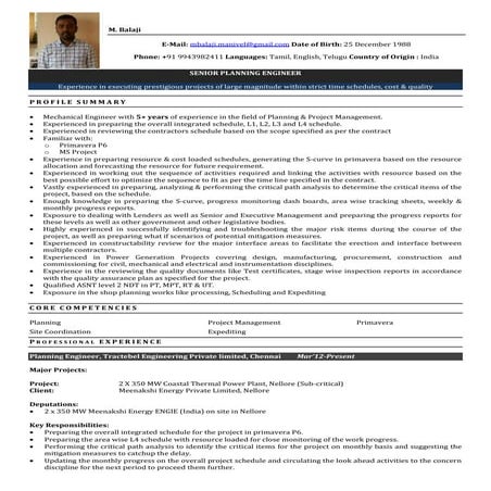 2016 - Balaji Manivel - CV