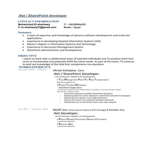 .Net & SharePoint developer