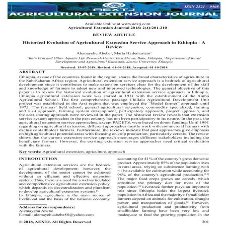 The Role of Agricultural Extension in Driving Livestock and Crop ...
