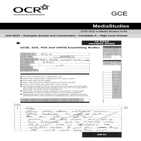 A/B grade answers OCR media | PDF