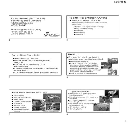 Basic small ruminant health 2023 handout | PDF