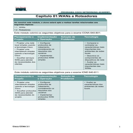WANS e Roteadores Cisco CCNA 3.1