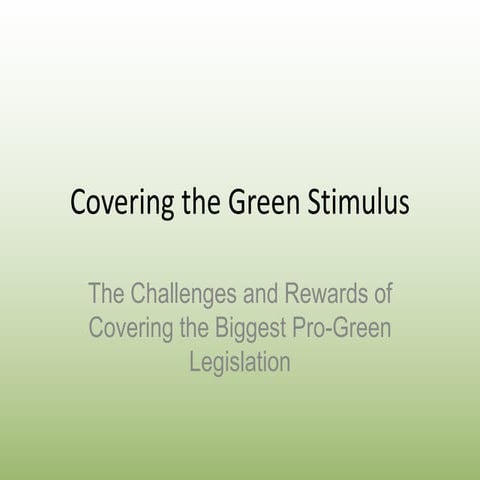 Russ Choma, Stimulus  - Covering the Green Economy