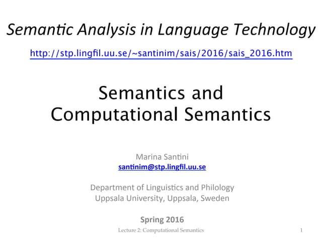 Semantics and Computational Semantics