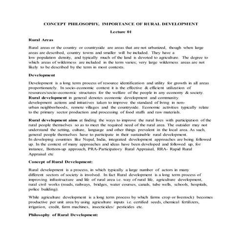 Rural Development Essay