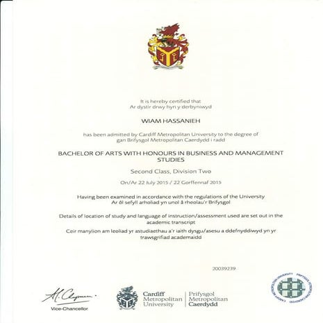 wiam cardiff certificate | PDF