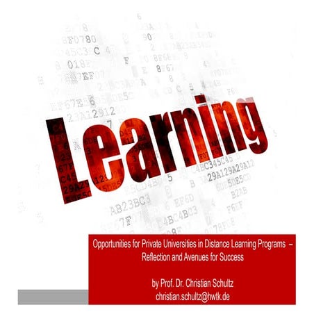 Opportunities for Private Universities in Distance Learning Programs - Reflec...