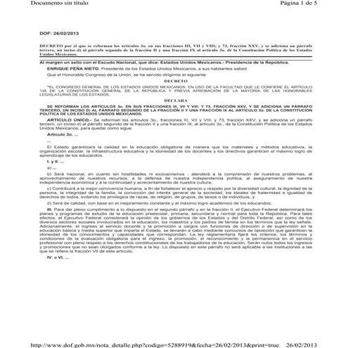 DOF decreto reforma Art. 3 y 73